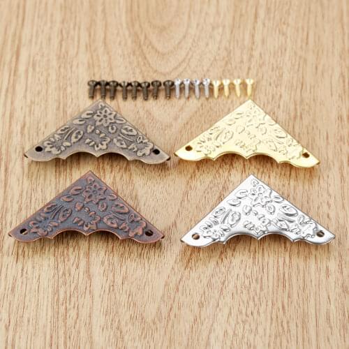 20pcs/lot Corner Protectors Antique Bronze/Gold/Silver/Red Copper Jewelry Box Feet Wood Case Desk Leg Decor Guard w/screws 37mm