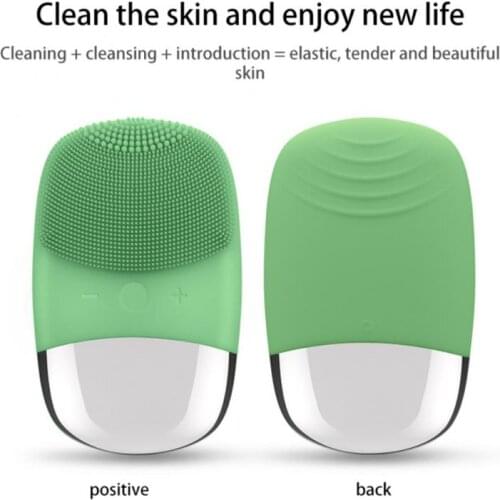 Ultrasonic Silicone Electric Facial Cleansing Brush Sonic Face Cleanser Cleansing Skin Mini Washing Massager Brush Face Clean