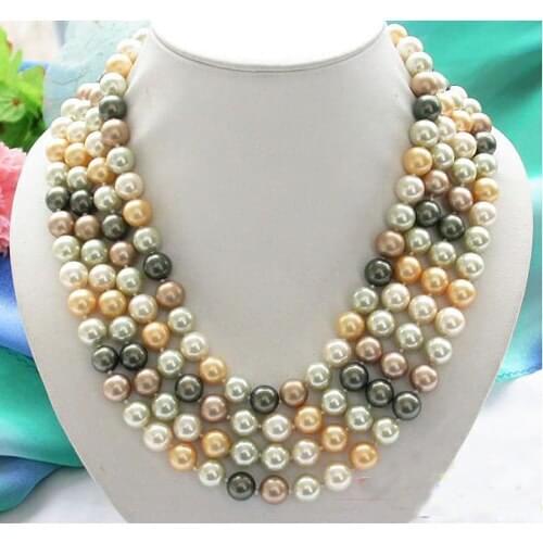 Unique Pearls jewellery Store Long 80'' 10mm Round Multicolor South Sea Shell Pearl Necklace Charming Women Gift