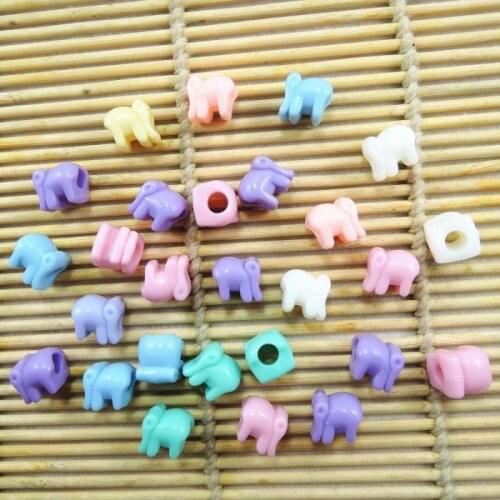 Spring Color Mixed Big Hole Elephant Acrylic Charm Beads 50pcs 10*10*9mm BJ-08