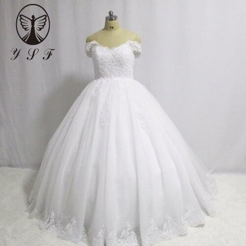 Vintage Off the Shoulder Sweetheart Appliqueds Beaded Short Sleeve Princess Country Wedding Dresses