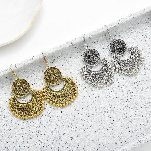Vintage Tassel Earrings for Women Gold Silver Color Multilayer Statement Moon Shaped Drop Dangle Earrings Geometric Jewelry