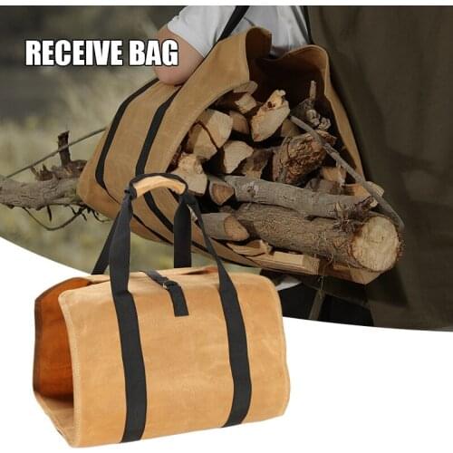 Waterproof Firewood Bag Waxed Canvas Large Capacity Tear Resistant Portable Log Carrier Outdoor Indoor Camping Supplies SAL99