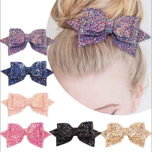 Baby Girl Big Glitter Hair Bow Kids Hairpins Hair Clip For Children Hair Accessories Hair Clip Women Headwear 1Piece 5 Inch