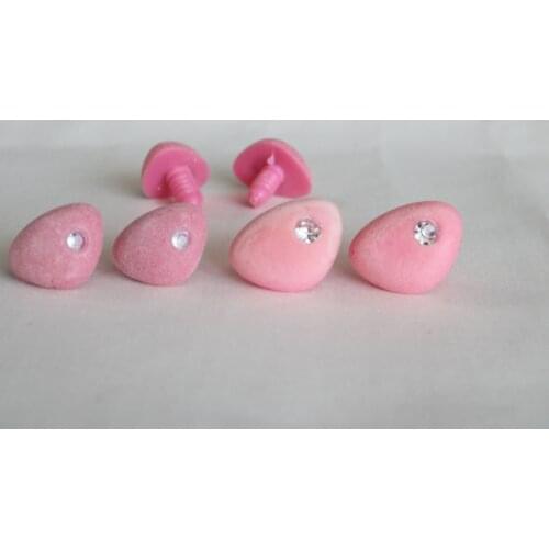 10pcs 30mm 35mm pink with diamond flocking Triangular safety toy nose & soft washer for diy doll findings--size option