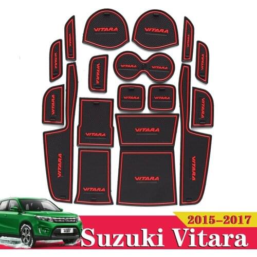 17X For Suzuki Vitara 2015 2016 2017 Car Accessories Inner Gate Slot Pad Non-Slip Cup Mats Anti Slip Door Groove Mat Interior