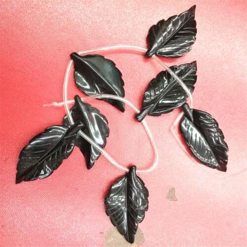 2PCS Nature Black Stone Leaf Shape Size 50X25MM Carving Beads Jewelry Accessories Wholesale Factory Selling Free Shipping