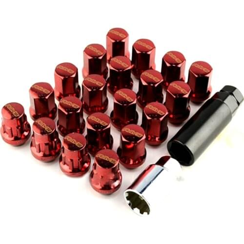 20PCS Universal M12 X1.5 modified Racing Car Red wheel screws Anti-theft Nuts Screw