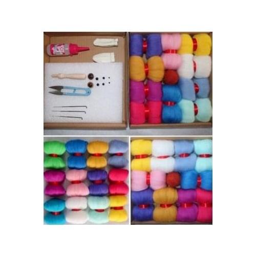 30Colors Wool Fibre Roving For DIY Needle Felting Hand Spinning Doll Needlework Landscapes Fibre Arts Mayitr,Tool reporting