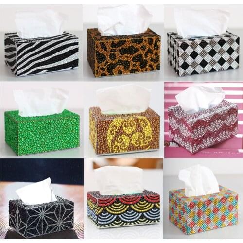3D Diamond painting Tissue box Childrens cross stitch home Three dimensional handmade art cosmetic tissue dispenser Art gifts