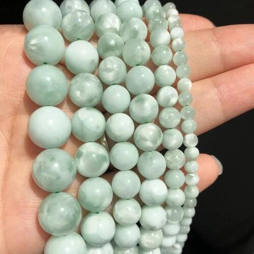 4-12mm Natural Green Angelite Round Loose Gems Stone Beads for Jewelry Making DIY Bracelet Accessories Mineral Beads 15inch