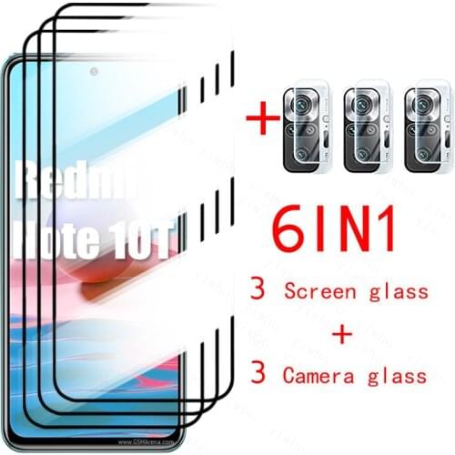 6 in 1 Tempered Glass For Xiaomi Redmi Note 10T Pro Note 10S 10 5G Screen Protector Camera Lens Film For Redmi Note 10 Pro Glass