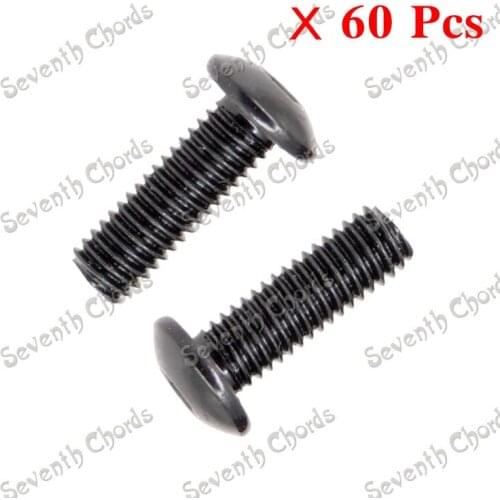 60Pcs M5*17MM Tremolo Bridge Fine Tuning Screw Humbucker Pickup Polepiece Hex Screw for Guitar - Black Mushroom head