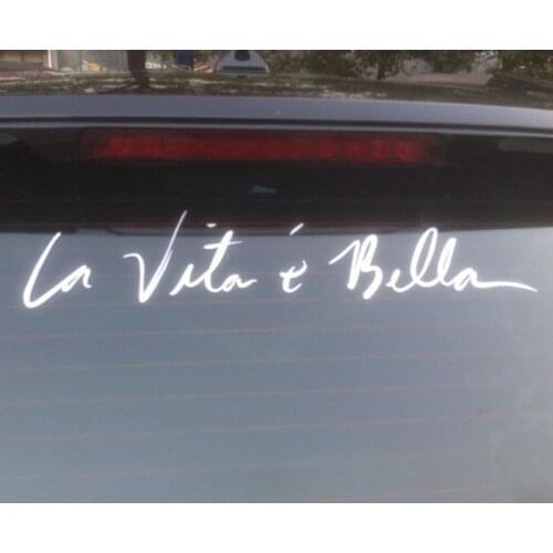 X7AE 40*8CM Car Accessories Side Door English Beautiful Life La Vita e Bella Car Sticker Reflective Car Styling