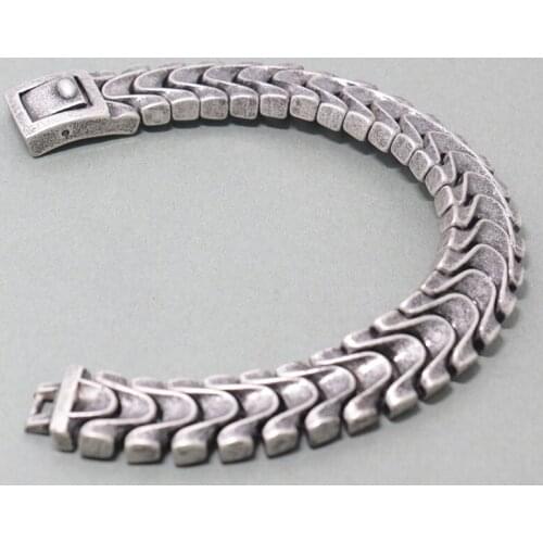 Vintage Black Stainless Steel Men Bracelet 16MM Wide Mens Chain Bracelets & Bangles Armband Jewelry