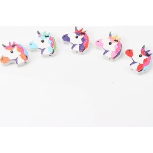 Natural Wooden beads Unicorn Spacer Beads For Jewelry Making 21mm 20Pcs DIY new KL136