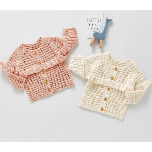 Spring Autumn Sweet Kids Girls Pure Color Cardigan Cute Baby Girls Long Sleeve Knit Coat
