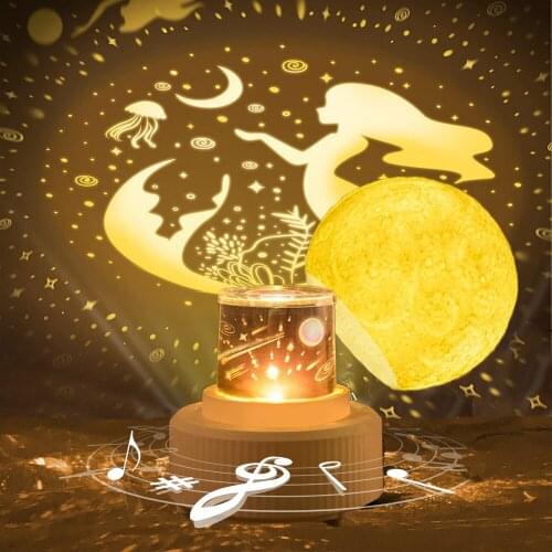 Children’s Night Light Star Projector LED 3D Moon Lamp With Bluetooth Music Nightlight Sky Projector Bedroom Decor Kids Gift