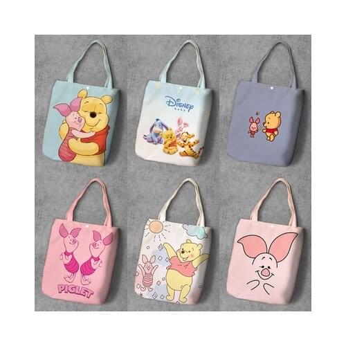 Disney Pooh Piglet Bear Anime Figures Toy Cartoon Products Cosplay Accessories Customized Shopping Gifts Shoulder Bags Unisex