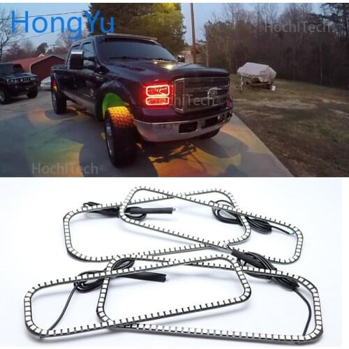 For Ford F-250 2005-2007 Angel Eye Halo Rings Latest Headlight Multi-color RGB LED Angel Eyes Halo Ring Eye DRL Remote Control