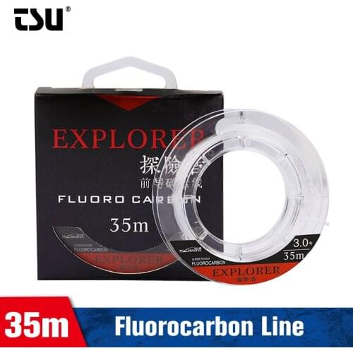 TSURINOYA 35m Fluorocarbon Fishing Line EXPLORER High Strength Leader Main Line Sinking Carp Wire Retail Leader Line