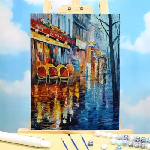 Cafe In Paris DIY Painting By Numbers Set Acrylic Paints 40*50 Picture By Numbers Photo Decorative Paintings For Wholesale