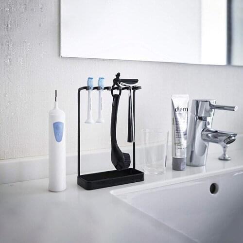 Creative Simple Iron Toothbrush Holder Curved Razor Storage Rack Bathroom Supplies Countertop Bathroom Shelf Storage Tool