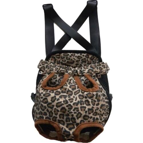 Leopard Canvas Pet Carrier Dog Front Chest Backpack Five Holes Dog Outdoor Carrier Tote Bag Sling Holder Cat Puppy Dog Carrier