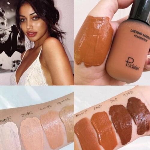 40ml Face Foundation Cream Mineral Full Coverage Matte Liquid Concealer Base Make Up Professional Skin Tone Dark Black Corrector