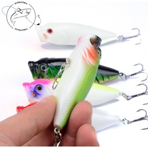 Mini Fishing Lures 5Pcs/set 8cm/14g Artificial Popper Plastic Hard Bait 6#With Anchor Hook 3D Eyes Wobbler Topwater Bionic Bait