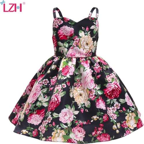 LZH Fashion Strap Girl KidS Dress 2021 Printing Wedding Party Dress For ChildrenS Clothes 5-10 Years Princess Dresses For Girl