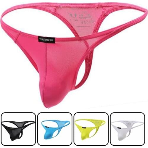 Sissy 2019 hot sale sexy men thongs Nylon mens underwear g-strings gay underwear jockstrap U convex pocket sissy