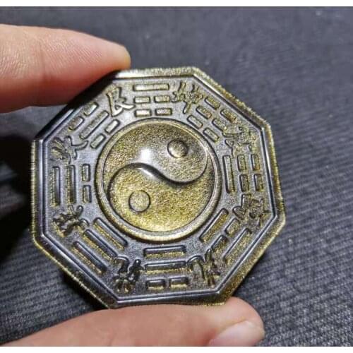 Natural Gold Obsidian Feng Shui Tai Ji Eight Diagram Shaped Home decoration