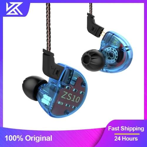 KZ ZS10 Headphones 4BA+1DD Dynamic Armature Earbuds HiFi Bass Headset Noise Cancelling In Ear Monitors hybrid Earphone