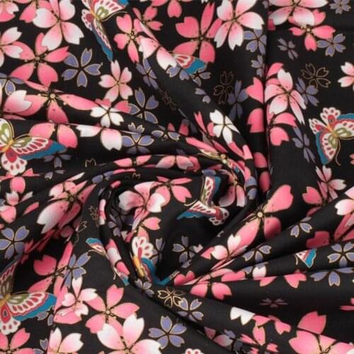 NCF24 1meter Thick Floral Butterfly Japanese Hot Stamping Fabric DIY Quilting Patchwork Handmade Sewing DIY Cotton Fabirc