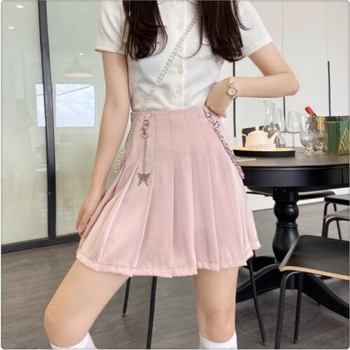 New Harajuku Women Pleated Skirt High Waist Casual Pink Skirt Sweet Streetwear Female Punk Kawaii Mini Skirts S-4XL