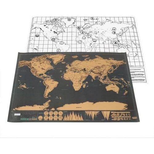 New 1PC Home Decor Wall Stickers Personalized Journal Travel Erase Black Map Poster Deluxe Edition Scratch World Map