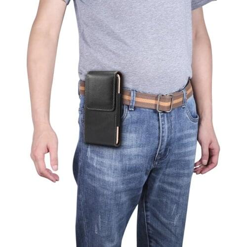 New vertical lambskin pattern mens universal mobile phone bag hanging waist bag for iphone 11 8 7 and huawei mate20 20X P30 pro