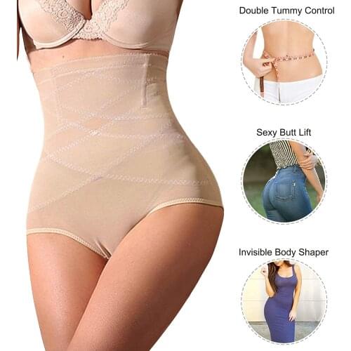Body Shape Women Butt Lifter Shapewear Hi-Waist Double Tummy Control Panty Waist Trainer Body Shaper