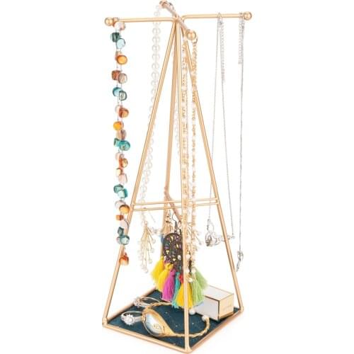 Jewelry Stand Holder Necklace Dispaly Rack Earring Organzier Jewelry Tower with Pyramid Shape Jewelry Frame for Woman Girl Gift