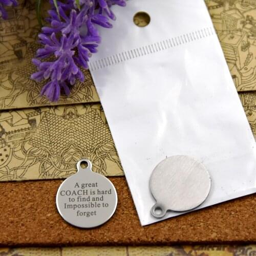 20pcs--stainless steel charms"A great c oach is hard to find and impossible to forget"5 style for choosing DIY Charms Pendants