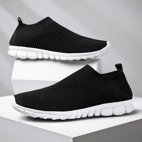 Plus Size Summer Slip on Sock Sneakers Women Running Shoes Womens Black Sports Shoes Men Sneakers Woman Sport Knitted GMB-1638