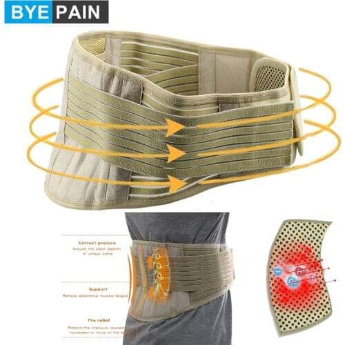 BYEPAIN Adjustable Self-heating Tourmaline Waist Brace Support Waist Trainer Magnetic Therapy Waist Belt Lumbar Care Braces