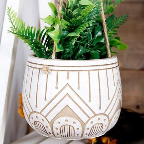 Retro Cement Hanging Flower Basket Creative Succulents Hanging Basket Hanging Flower Pot Indoor Balcony Decoration Landscape