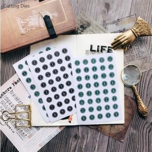 3Sheets/lot Number Self-adhesive Paper Sticker For Scrapbooking Happy Planner Diy Card Making Journaling Project Accessories