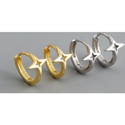 925 Sterling Silver Earring Fashion Hollow Star Ear Ring Cross Ear Buckle French Retro Temperament Woman Girl Boy Ear Jewelry