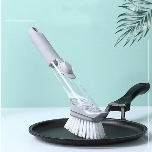 Long Handle Pot Brush Dish Bowl Washing Cleaning Brush Soap Dispenser Kitchen Sink Scrubber Automatic Sponge Dishwasher Brush