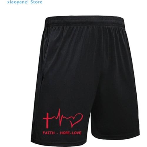 New Summer Style Faith Hope Love Christian running Funny christianity god tee Gift shorts Men Casual Short pants tops-38088