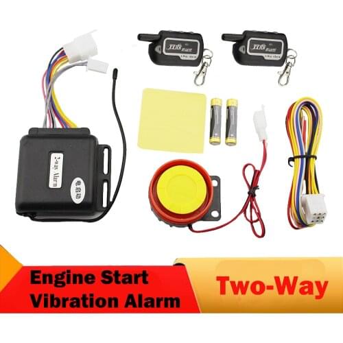 Two 2 Way Motorcycle Alarm System Remote Engine Start Long Range Monitoring Vibration Anti-Theft Alarm Security Protection