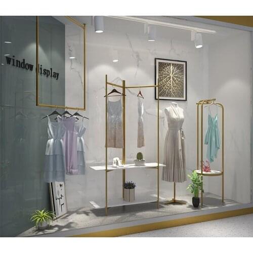 Window display rack Nordic style modern light luxury clothing store water table hanging hanging rack